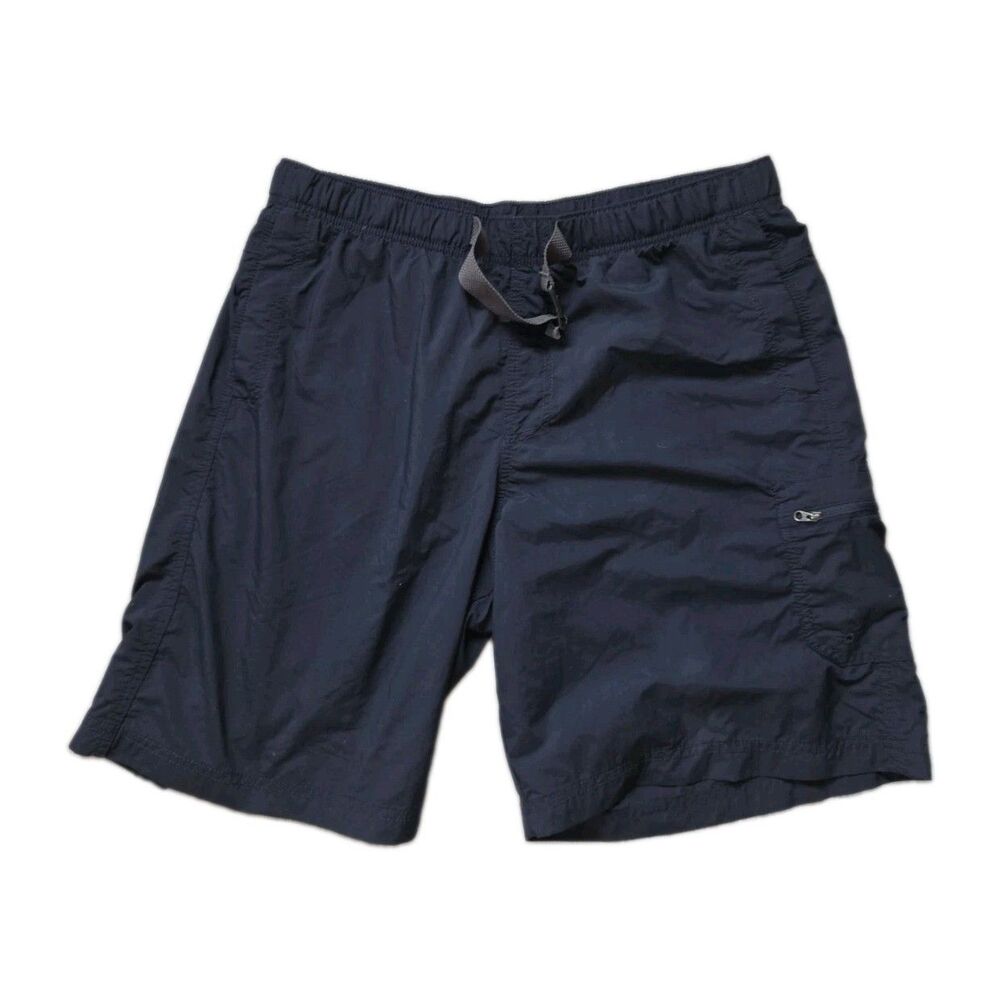 Columbia Omni-Shade Mens Navy Nylon Hiking Cargo Shorts Mesh Lined Size L GUC